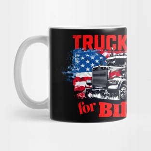 Truckers for Biden Truck Driving Trucks American Flag Patriotic Truck Driver Joe Biden Supporter Mug